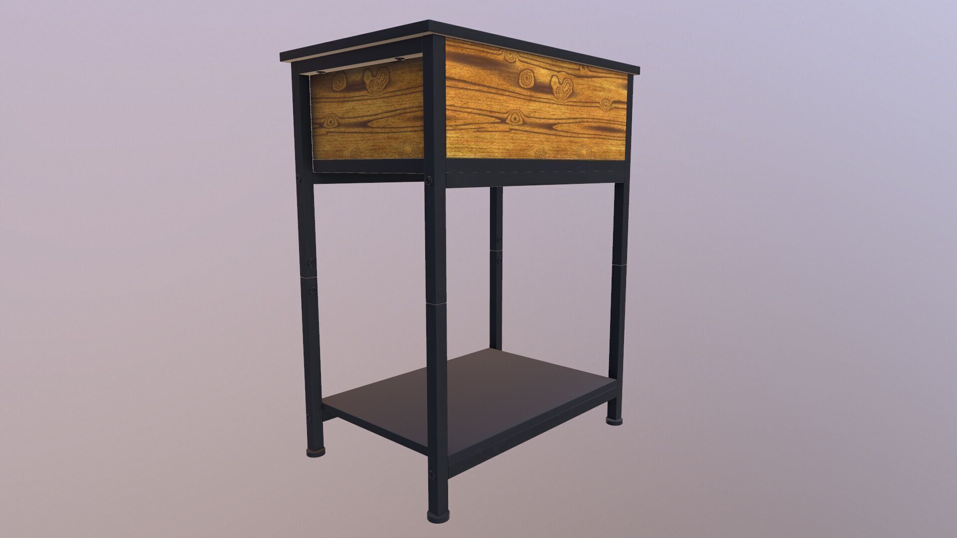 Wooden Side Table 3D model_5