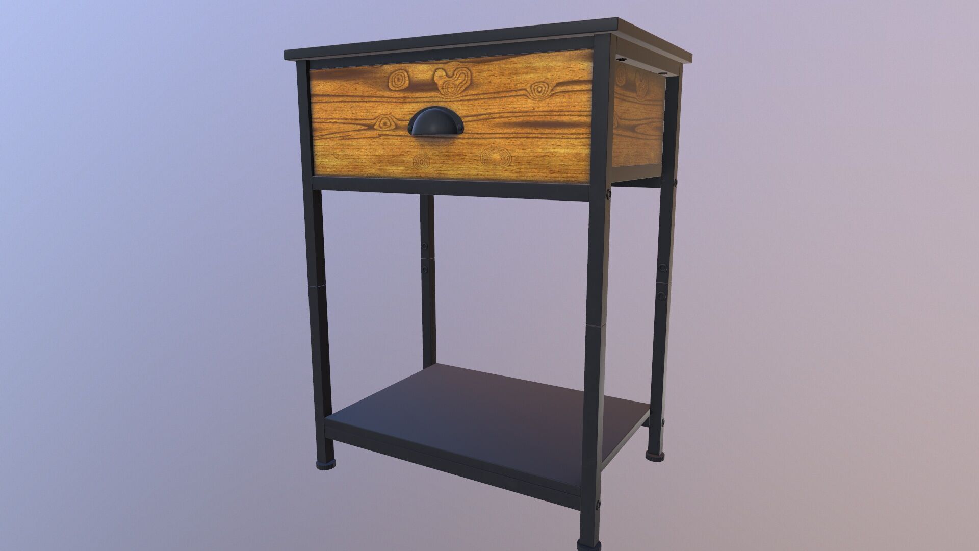 Wooden Side Table 3D model_3