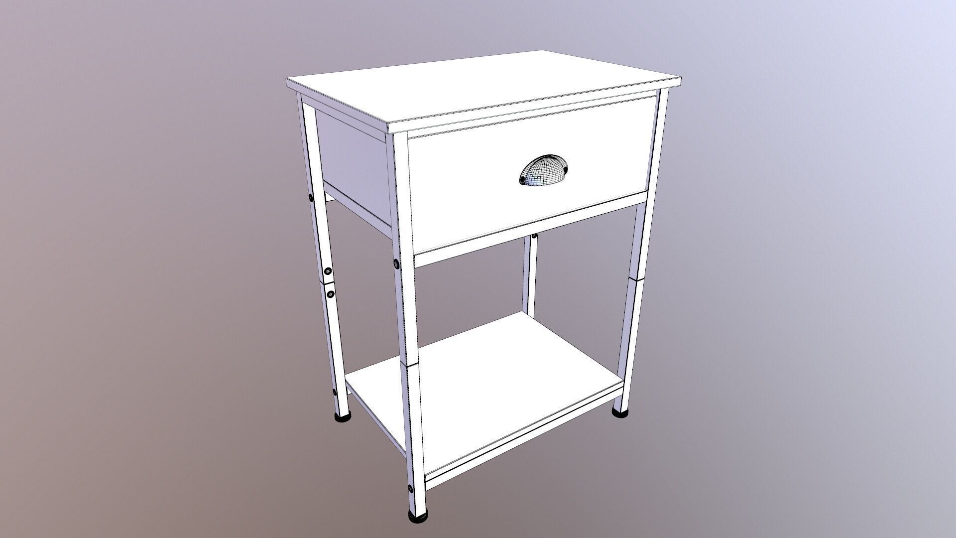 Wooden Side Table 3D model_9