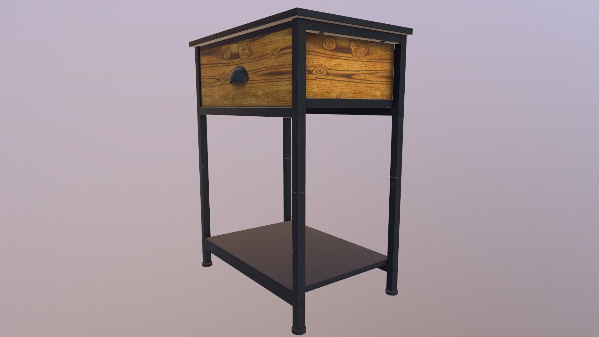 Wooden Side Table 3D model_4