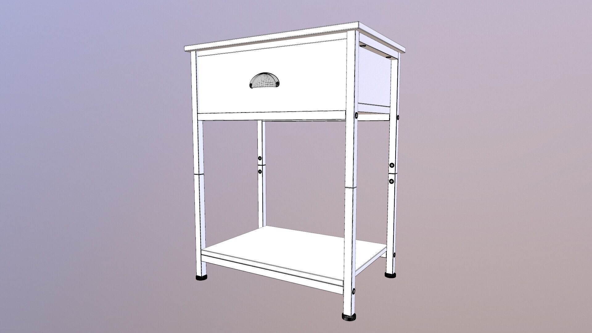 Wooden Side Table 3D model_12