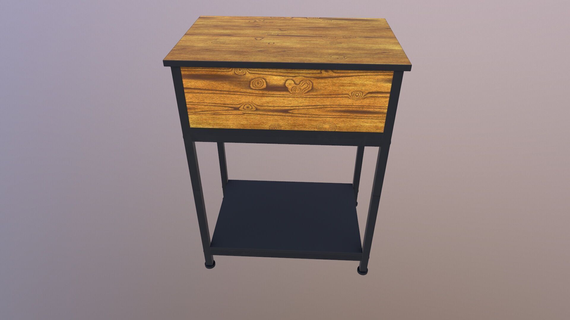 Wooden Side Table 3D model_6