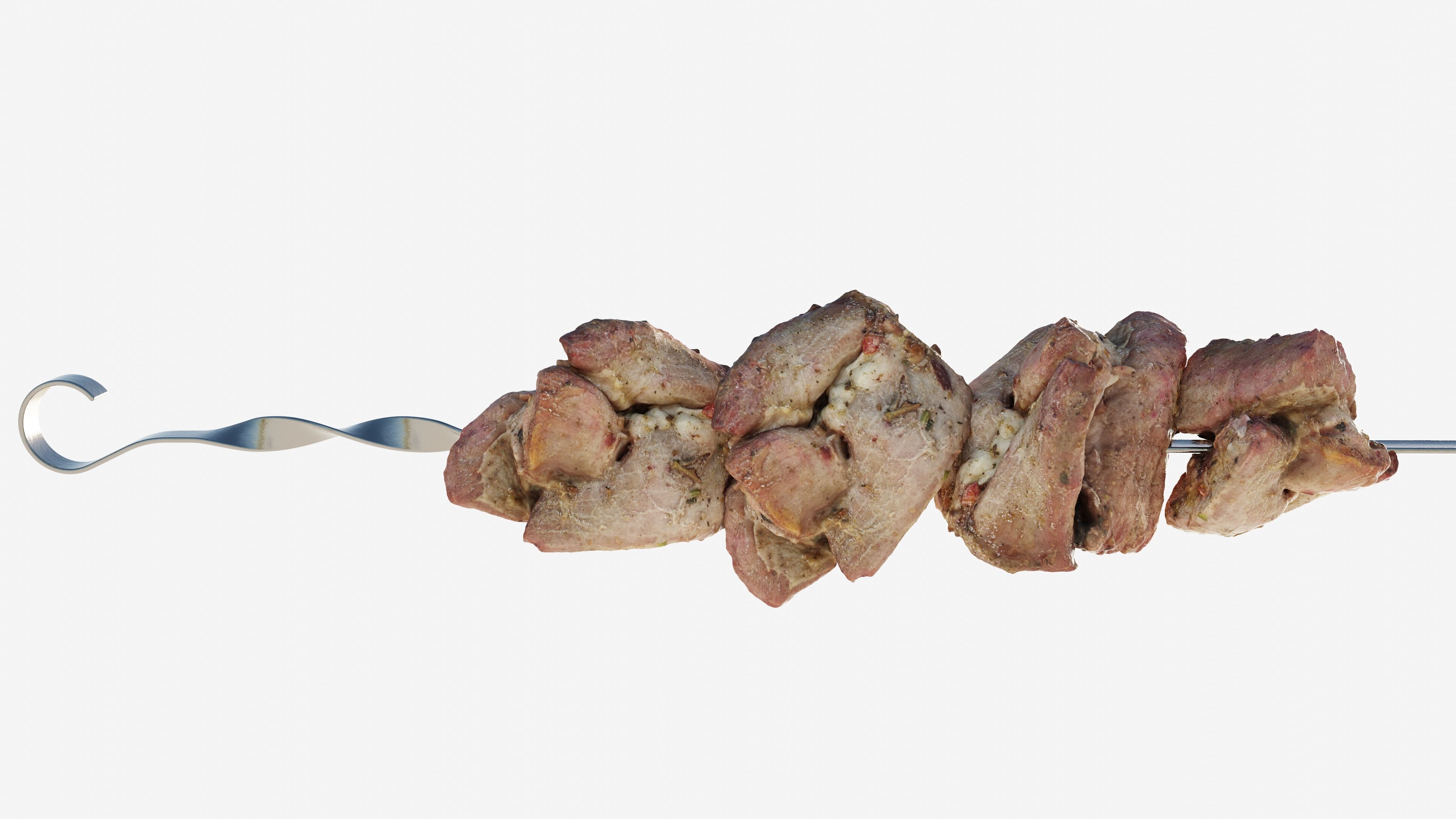 Scanned shashlik BBQ Meat on stick Low-poly 3D model_9
