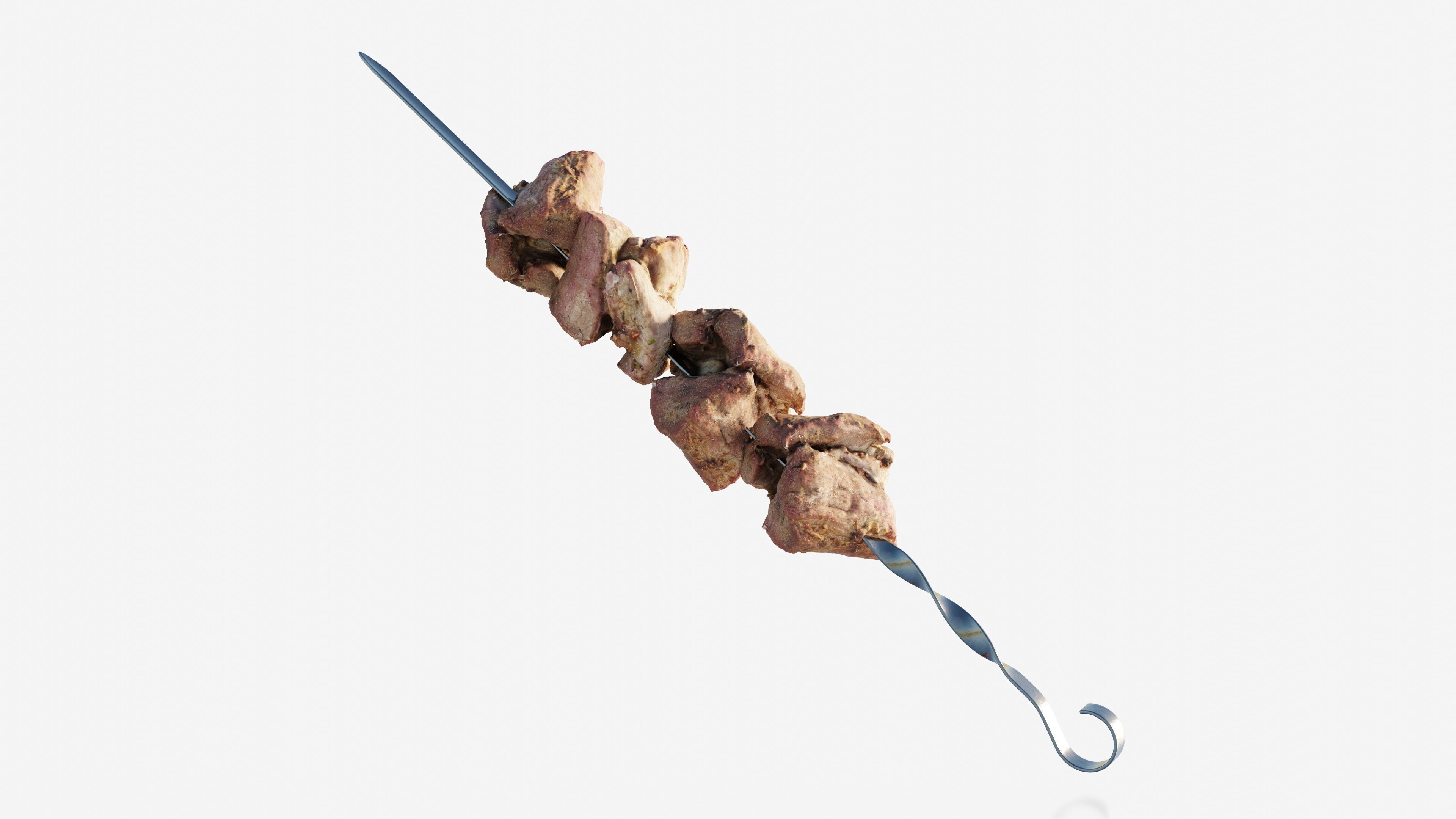 Scanned shashlik BBQ Meat on stick Low-poly 3D model_17