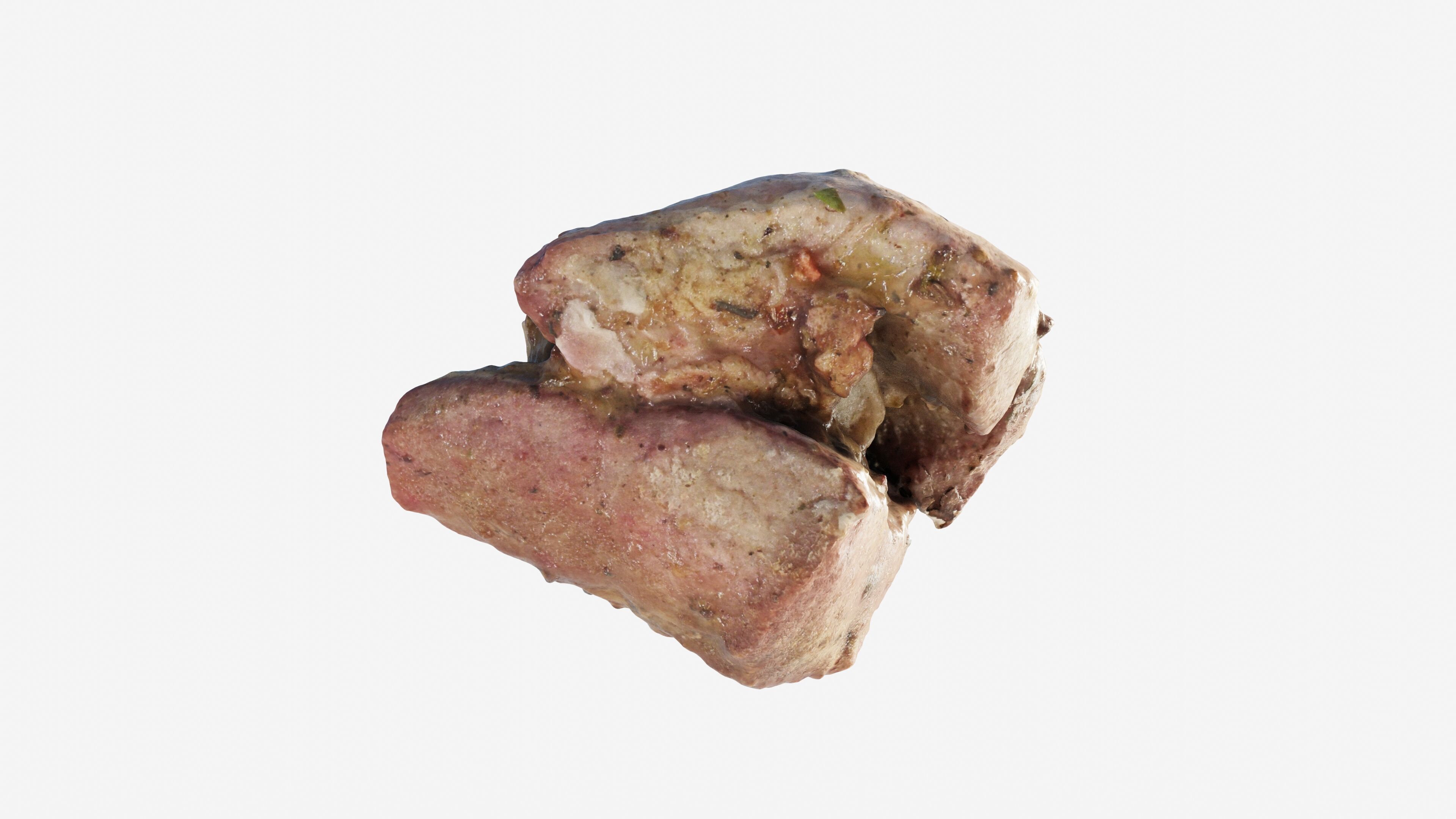 Scanned shashlik BBQ Meat on stick Low-poly 3D model_23