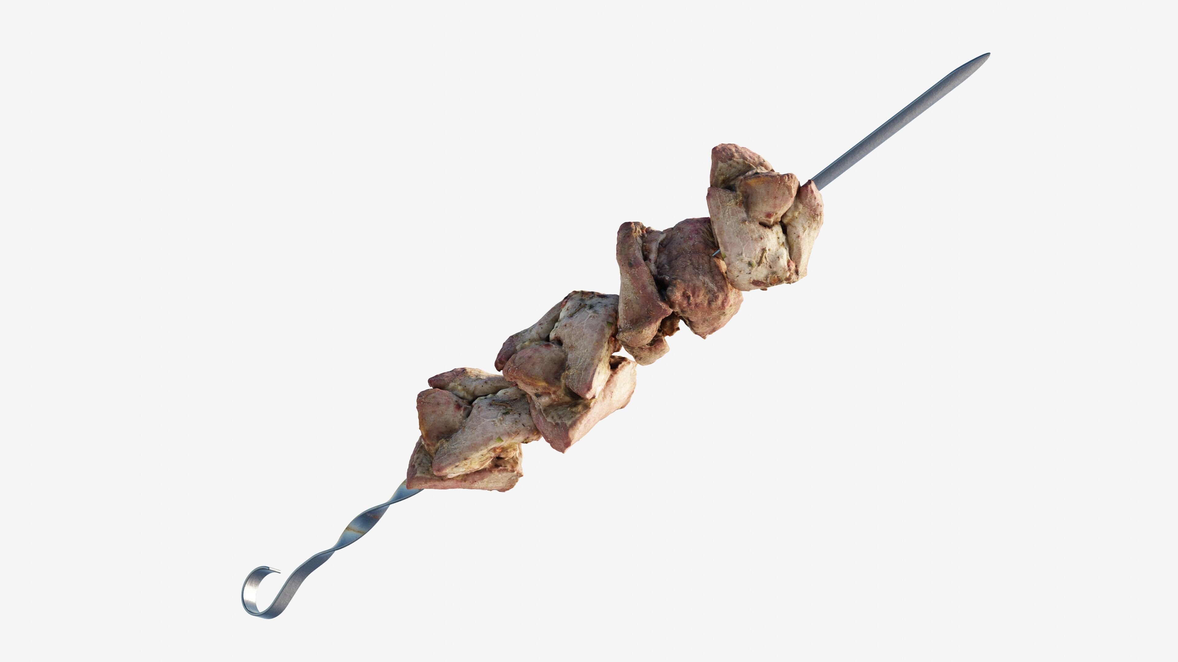Scanned shashlik BBQ Meat on stick Low-poly 3D model_11