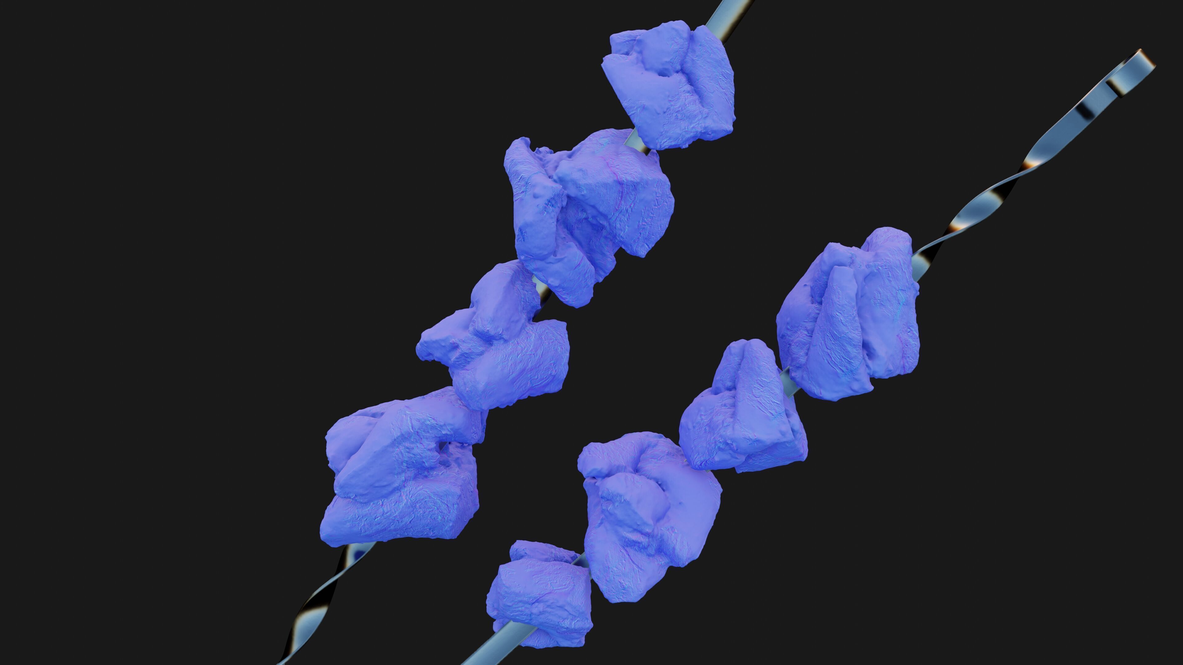 Scanned shashlik BBQ Meat on stick Low-poly 3D model_29