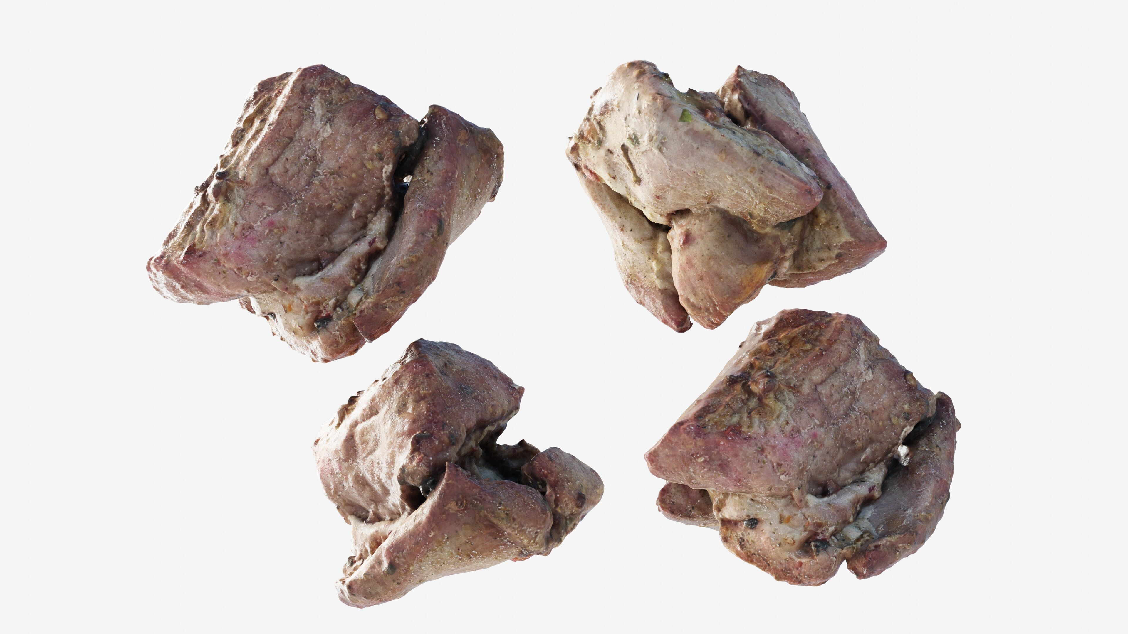Scanned shashlik BBQ Meat on stick Low-poly 3D model_5