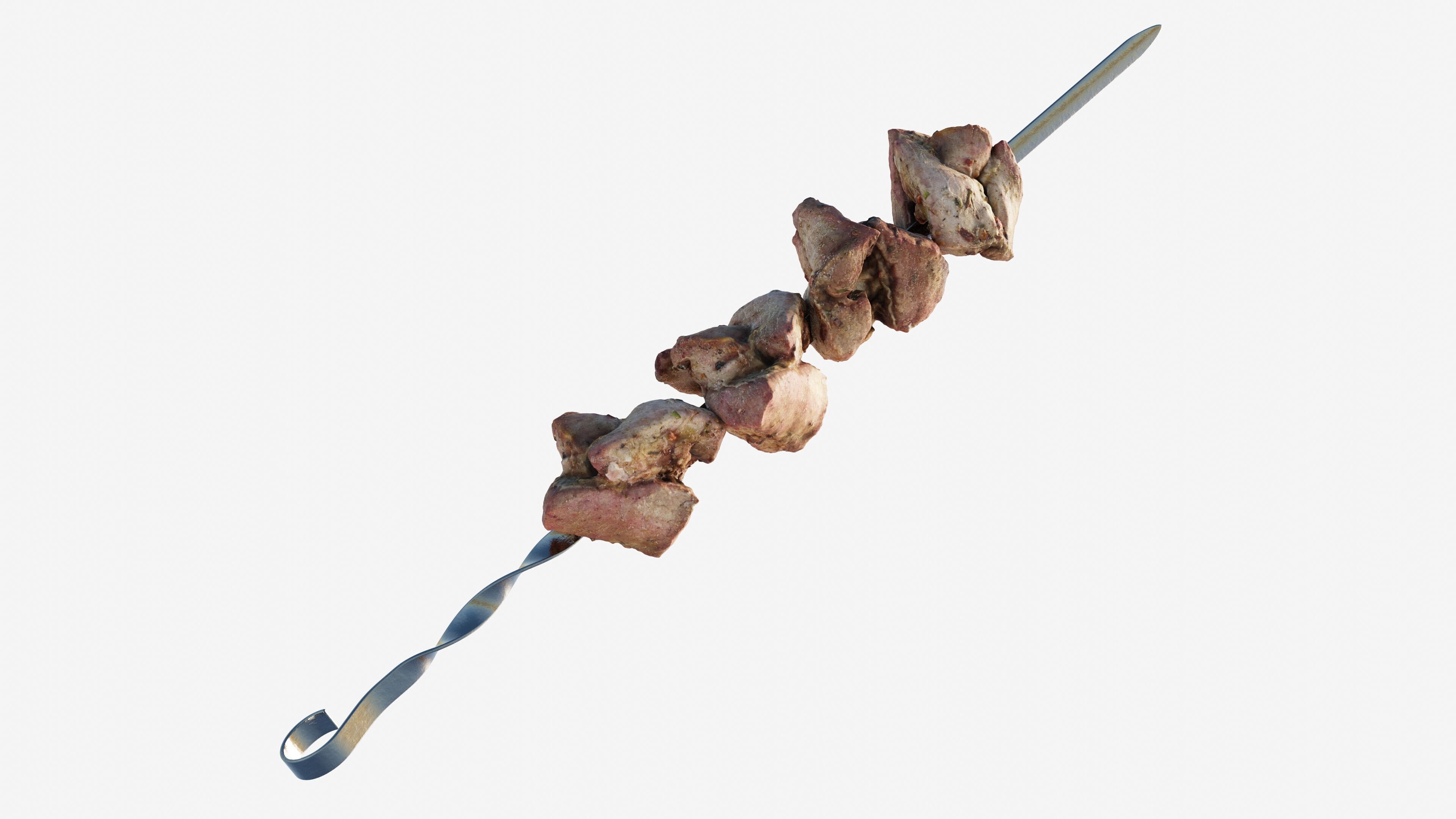 Scanned shashlik BBQ Meat on stick Low-poly 3D model_18