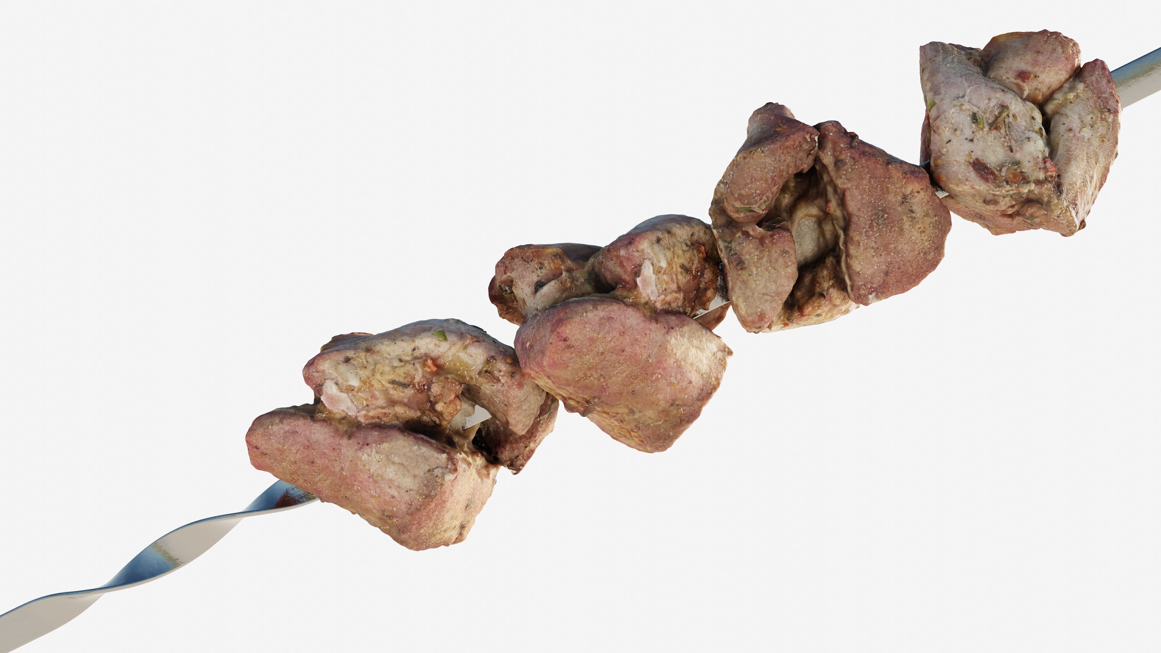 Scanned shashlik BBQ Meat on stick Low-poly 3D model_10
