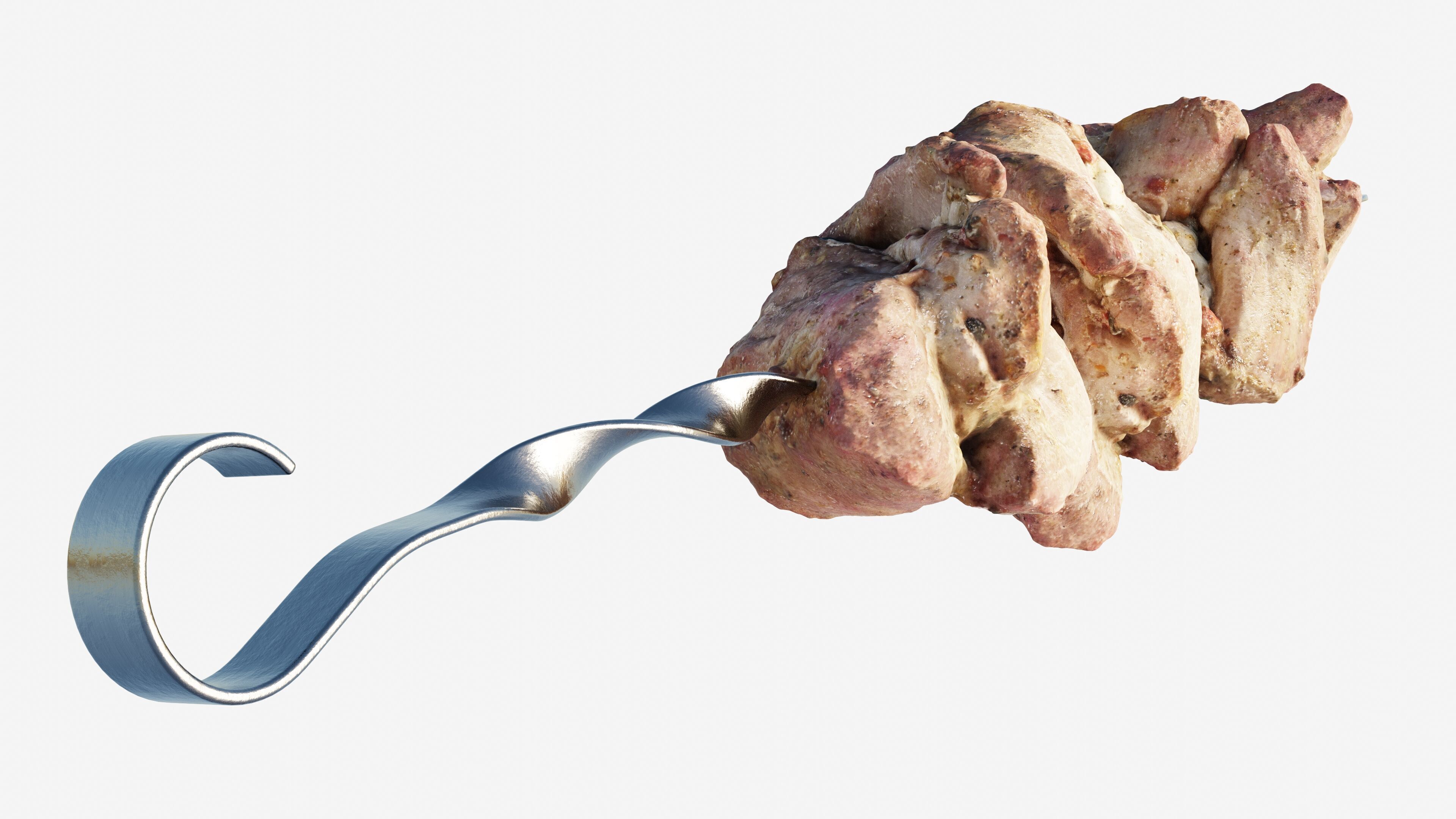 Scanned shashlik BBQ Meat on stick Low-poly 3D model_13
