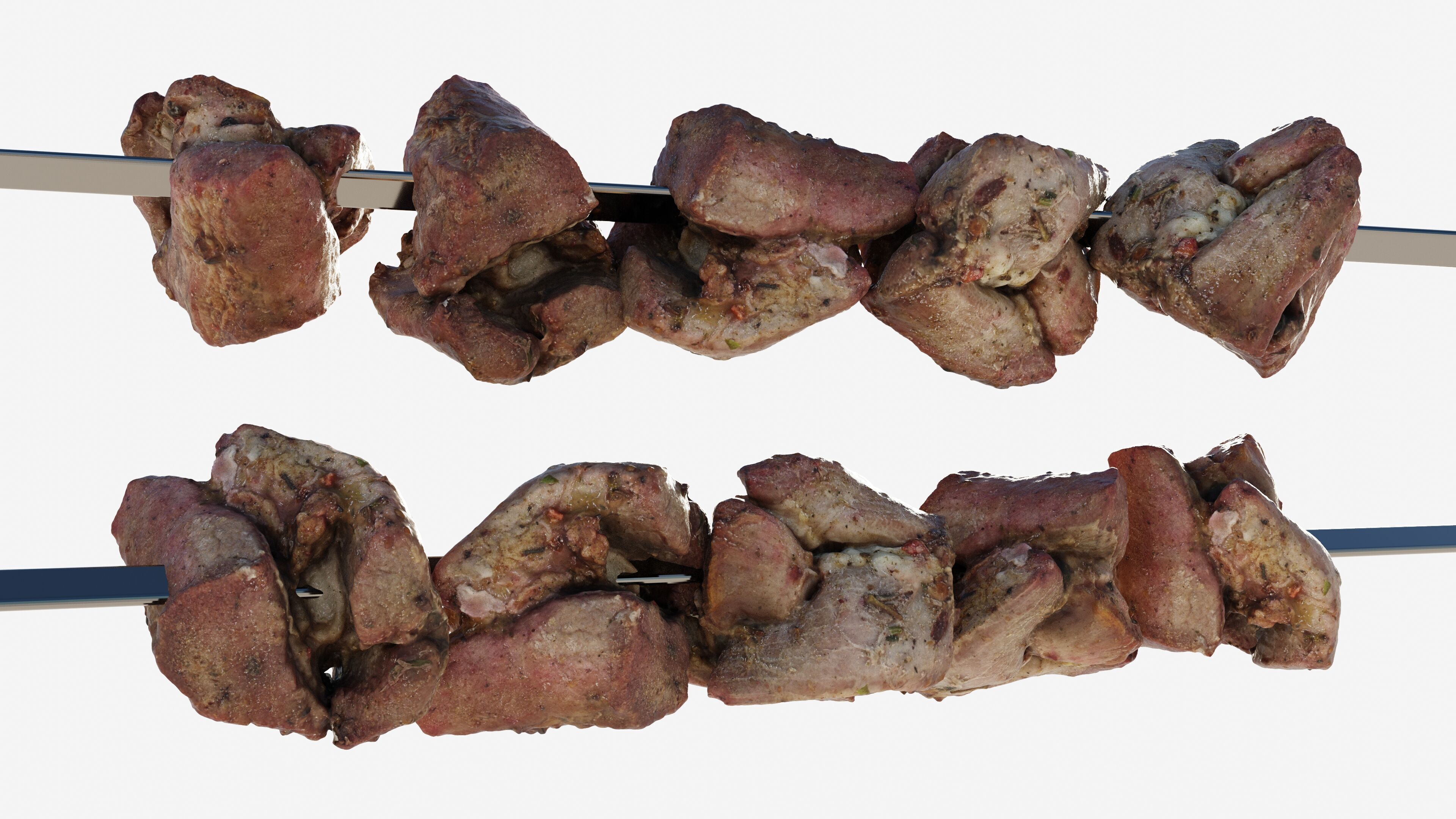 Scanned shashlik BBQ Meat on stick Low-poly 3D model_15