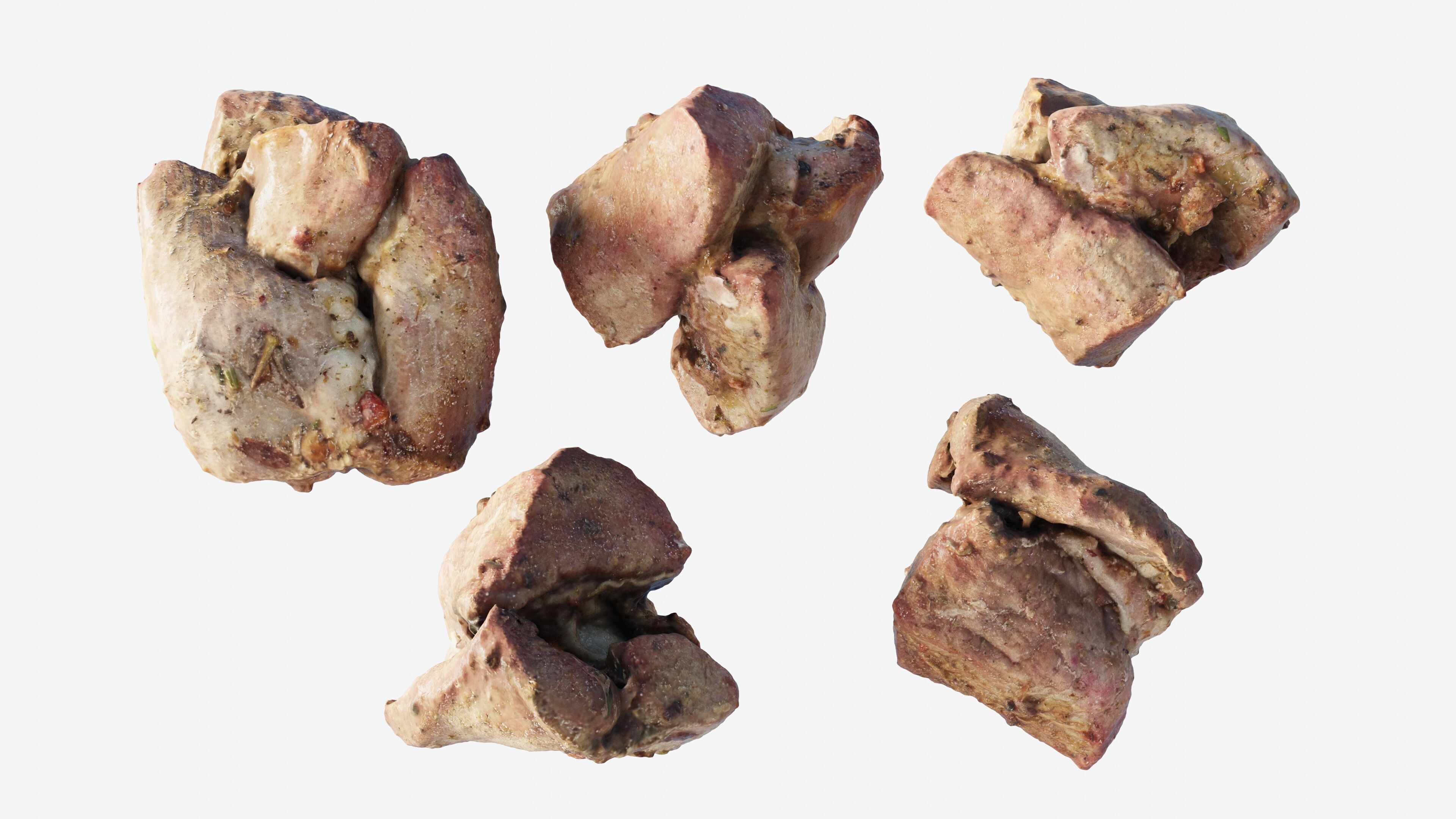 Scanned shashlik BBQ Meat on stick Low-poly 3D model_27