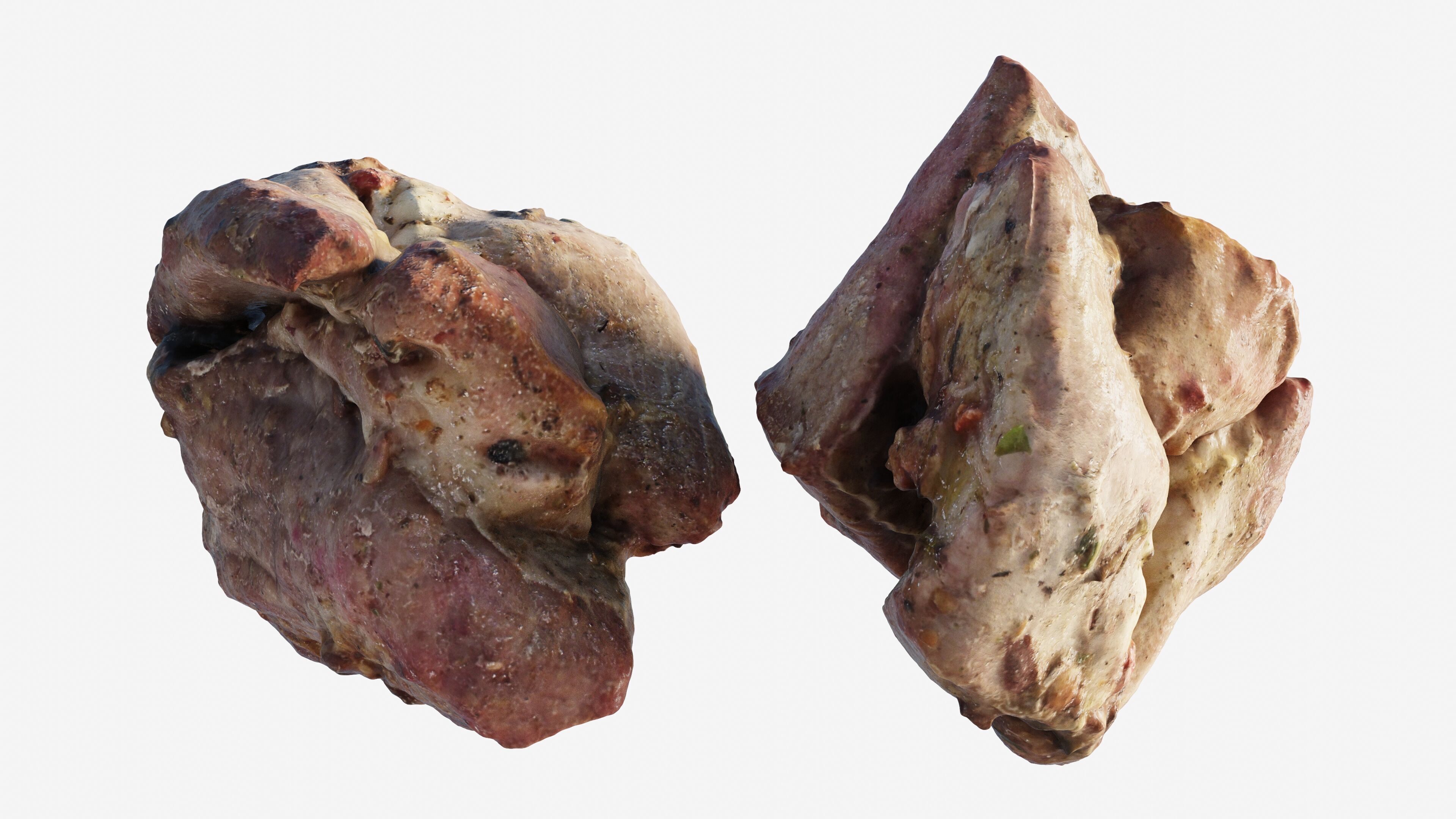 Scanned shashlik BBQ Meat on stick Low-poly 3D model_3