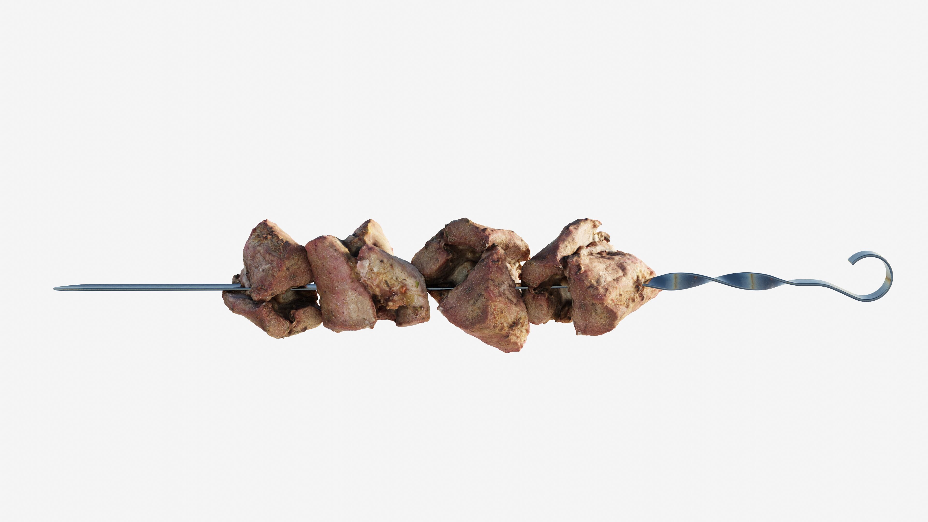 Scanned shashlik BBQ Meat on stick Low-poly 3D model_12