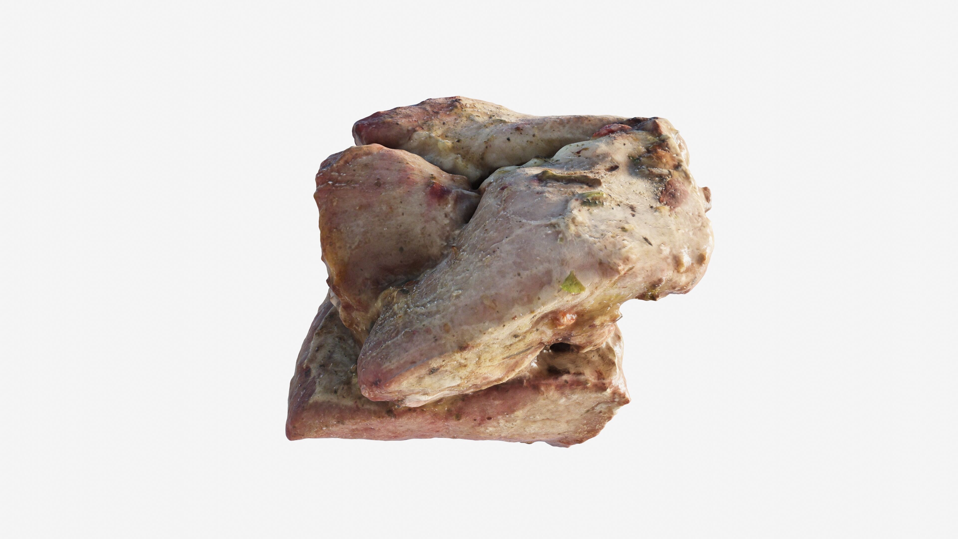 Scanned shashlik BBQ Meat on stick Low-poly 3D model_6
