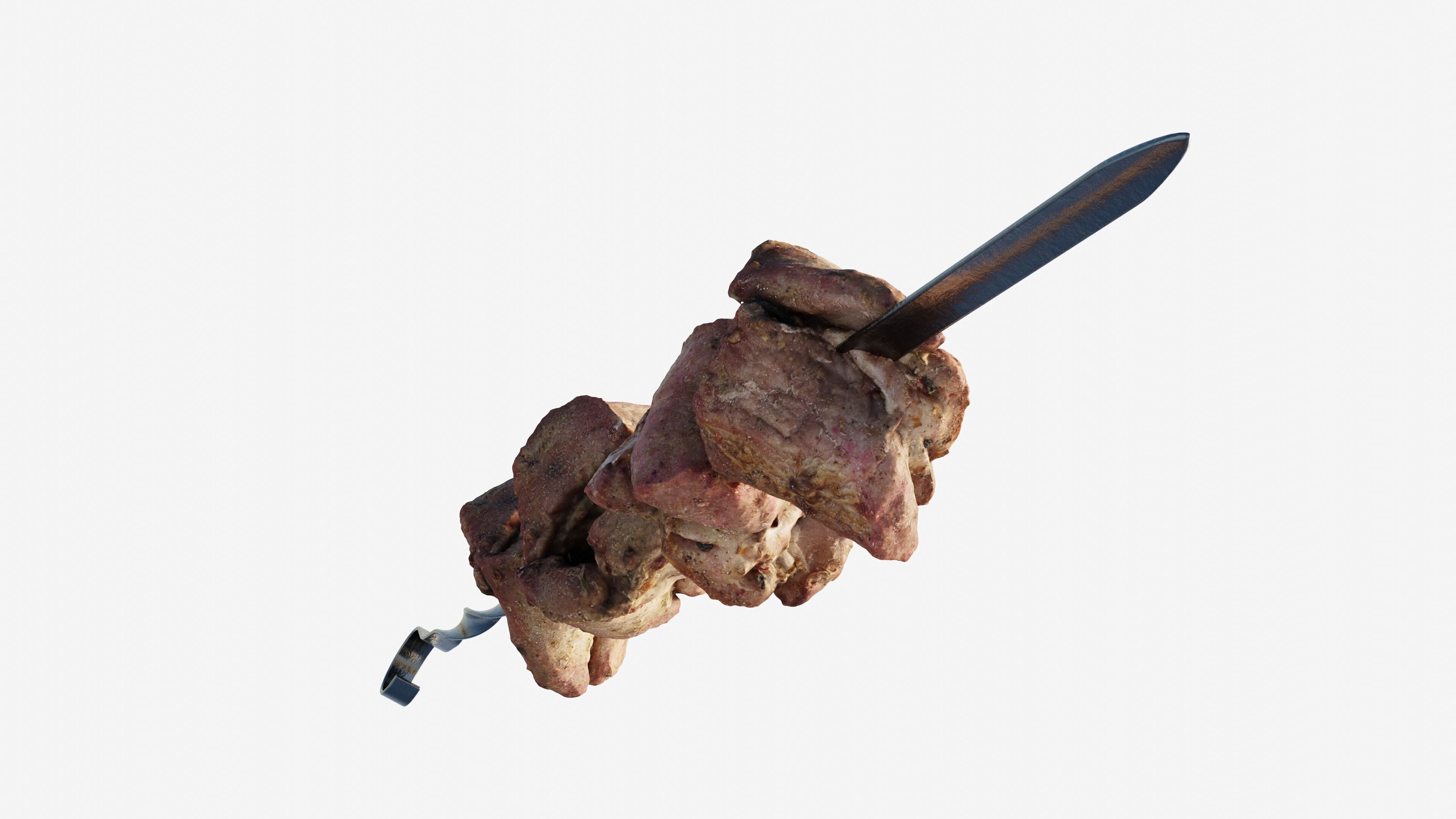 Scanned shashlik BBQ Meat on stick Low-poly 3D model_20