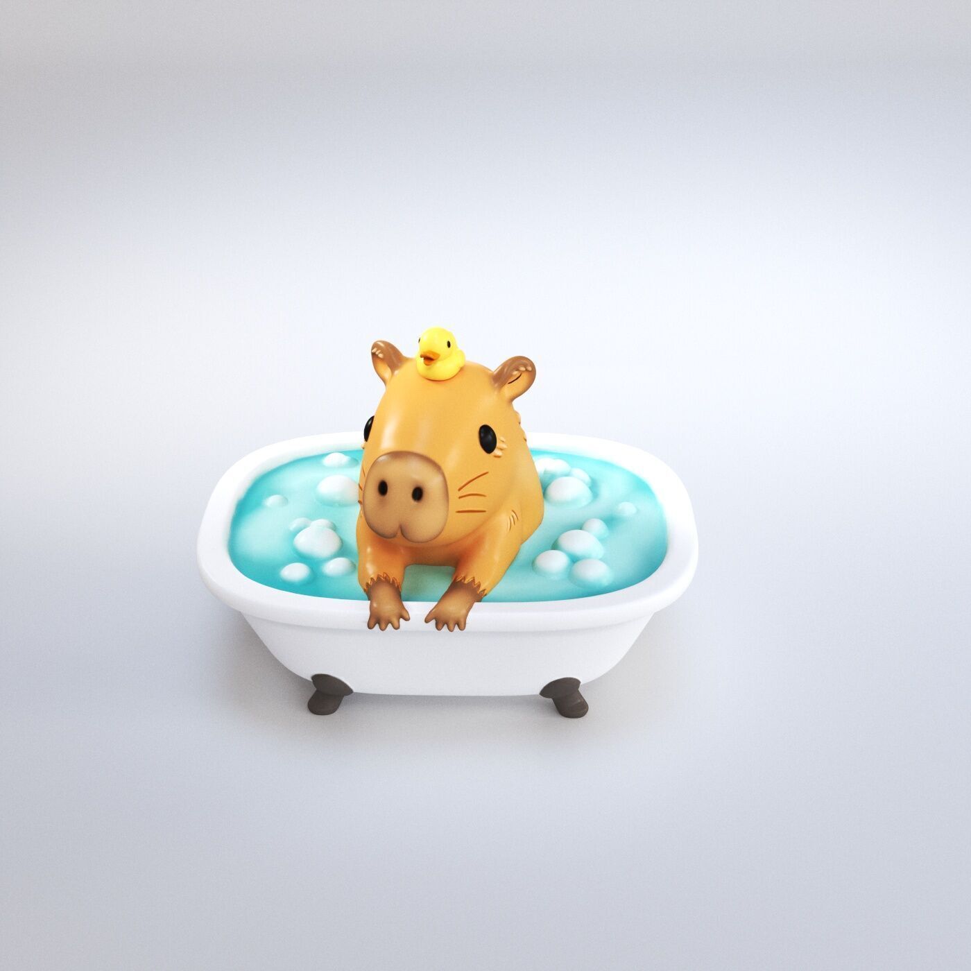 capibara bathub 3D print model_2