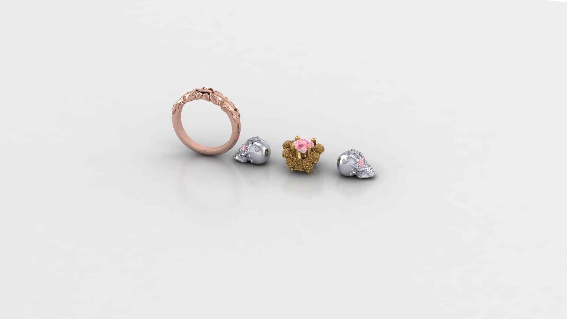 Dia de muertos ring 3D model_4