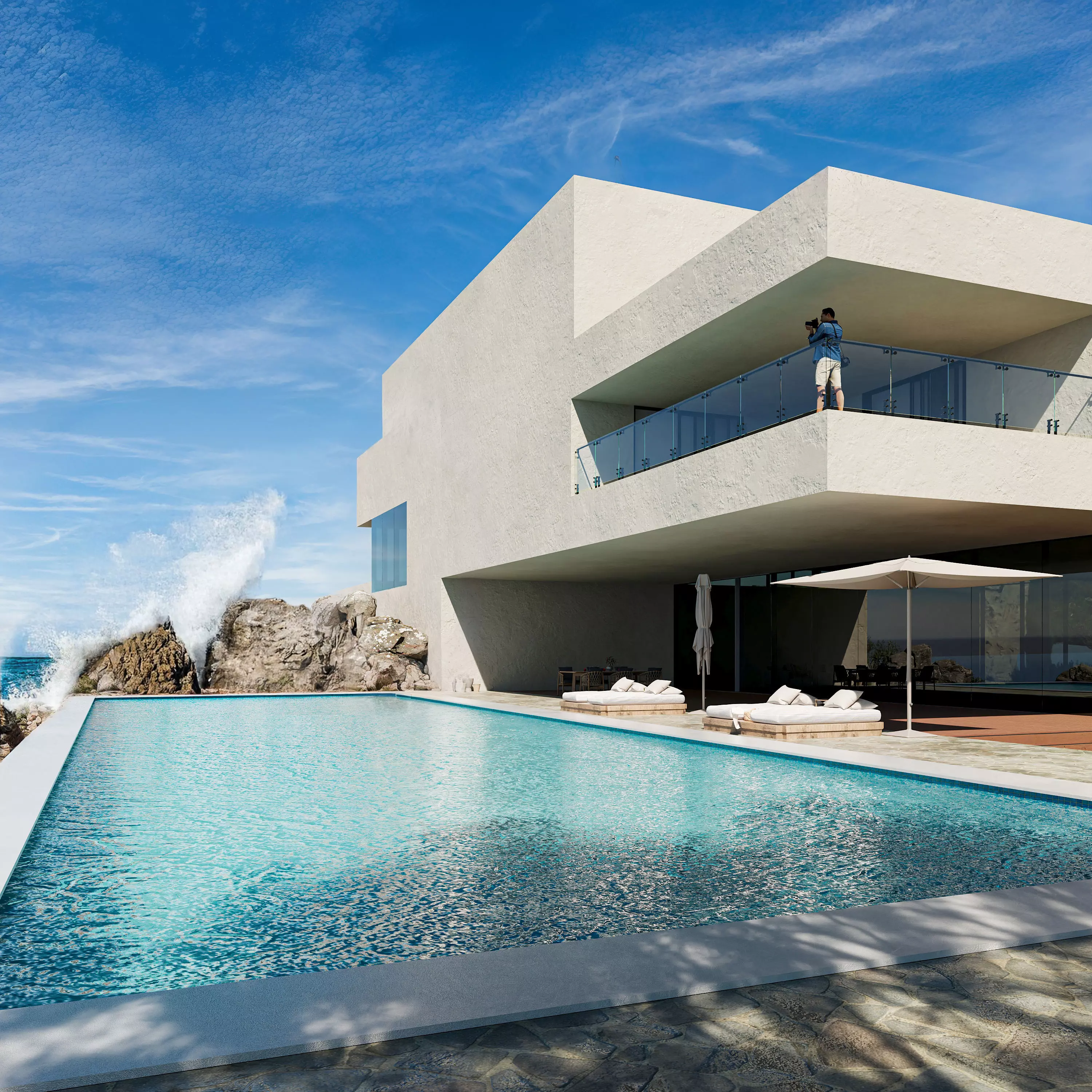 Casa villa beach scene 3D model_4