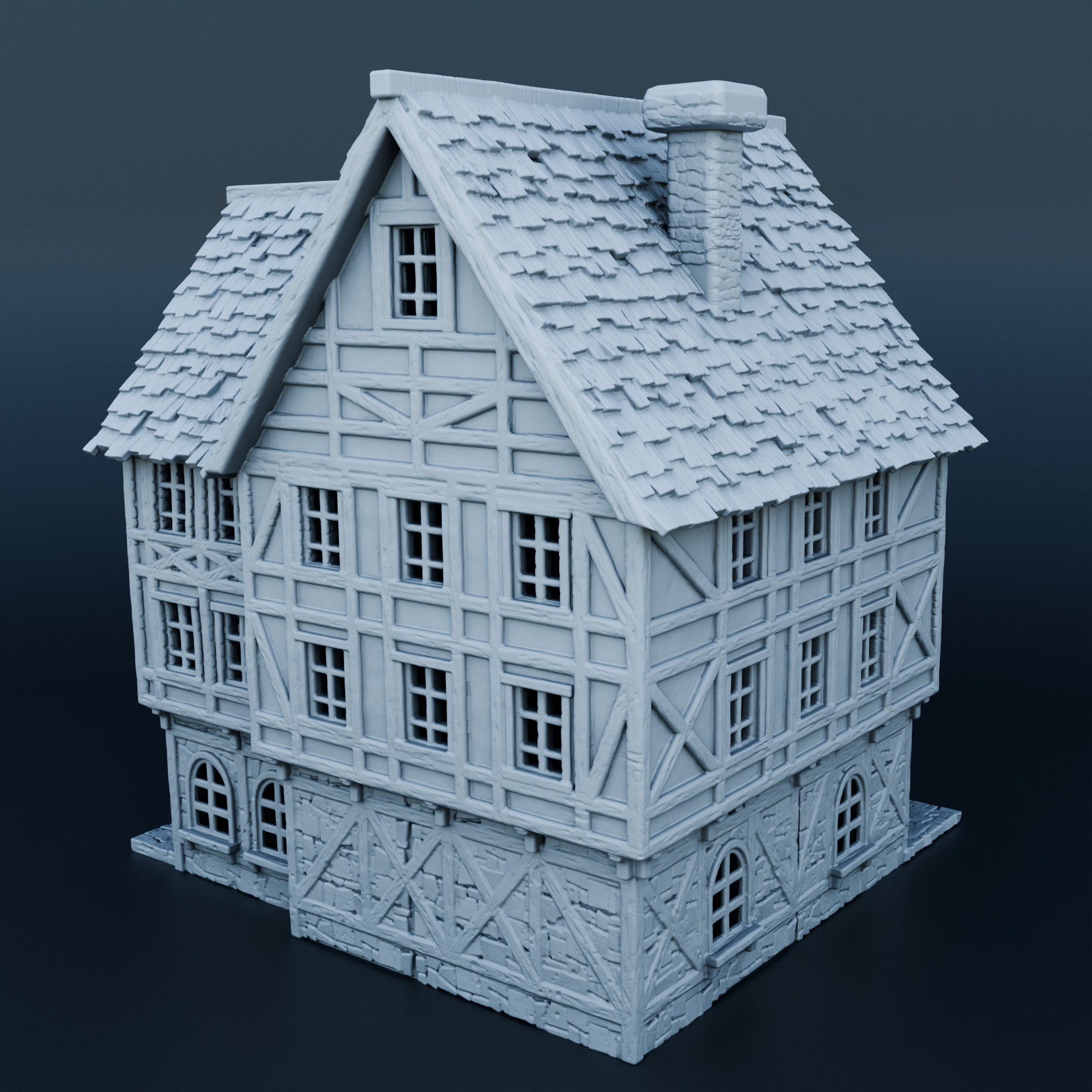 Medieval house 3D print model_1