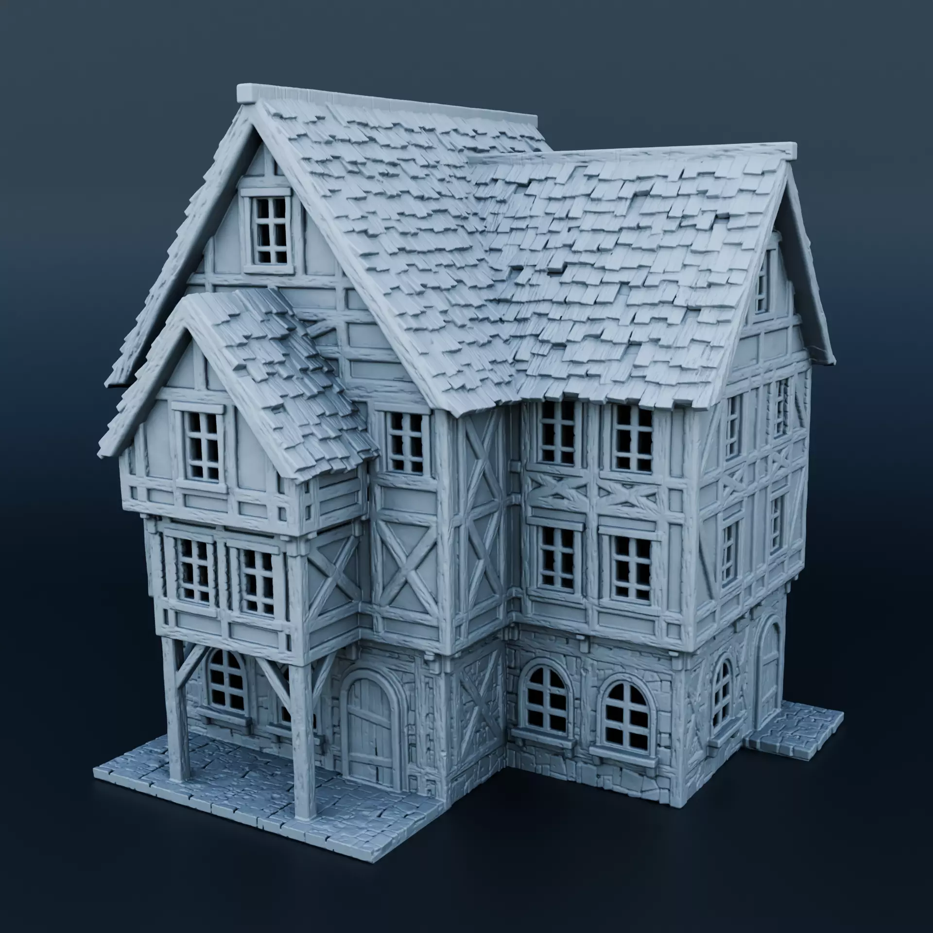 Medieval house 3D print model_0