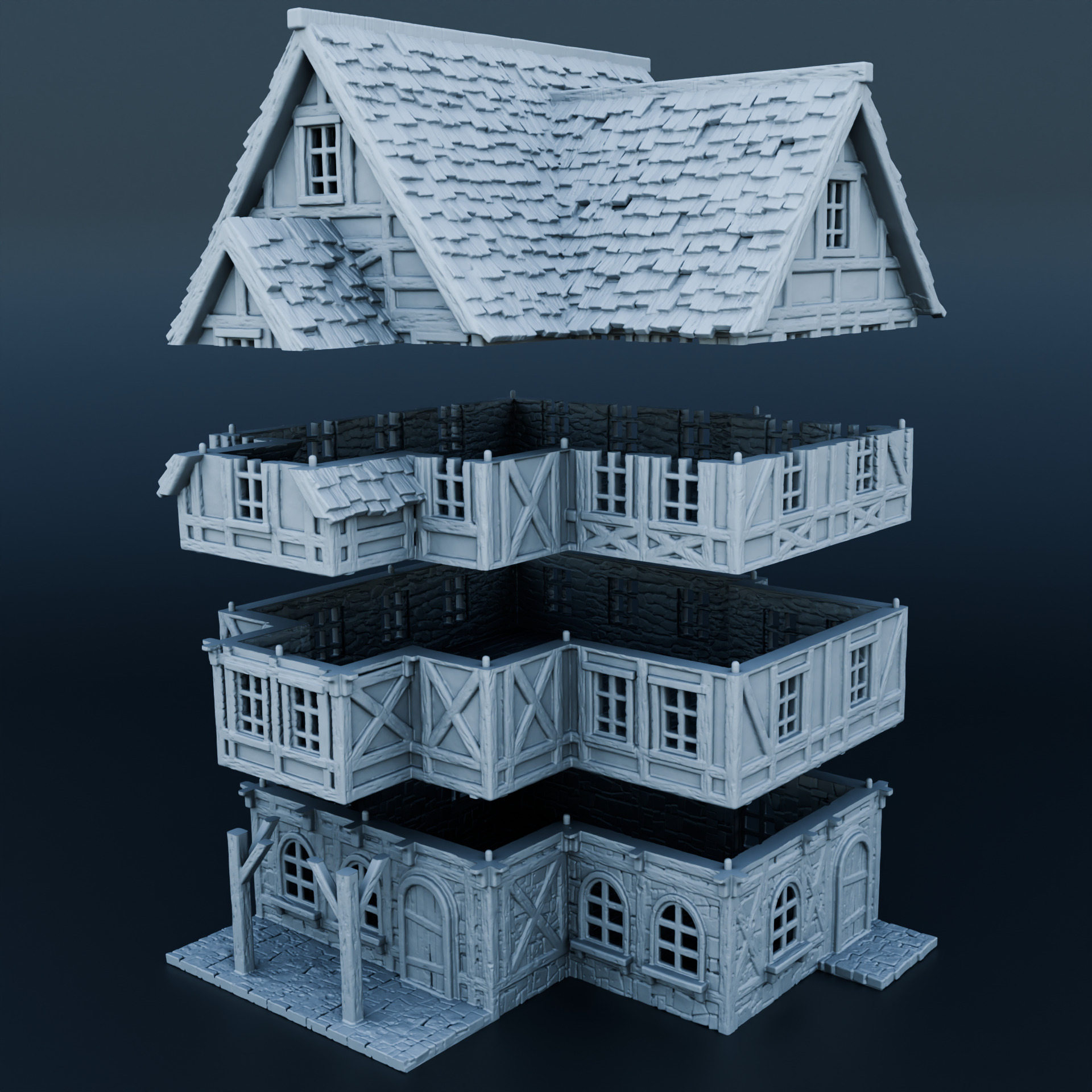 Medieval house 3D print model_2