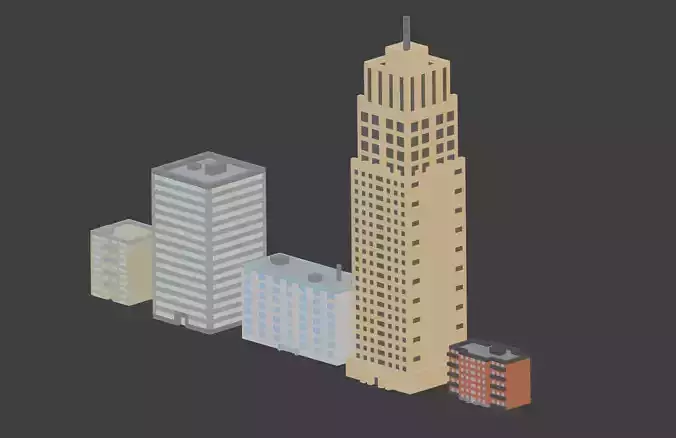 Voxel City Tower Buildings