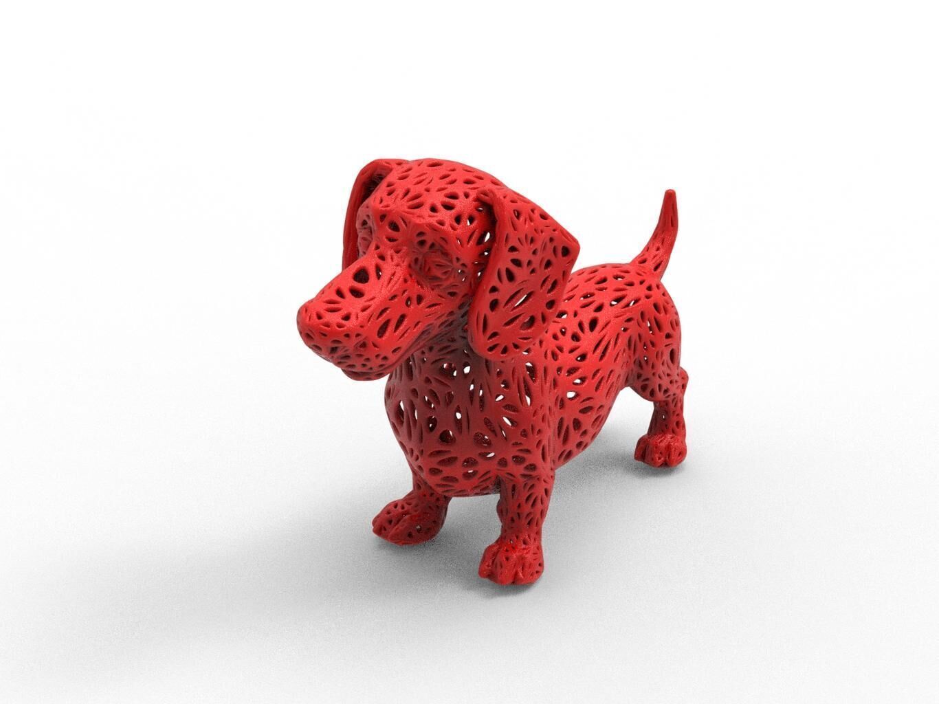 Dachshund dog Voronoi Style 3D print model_3