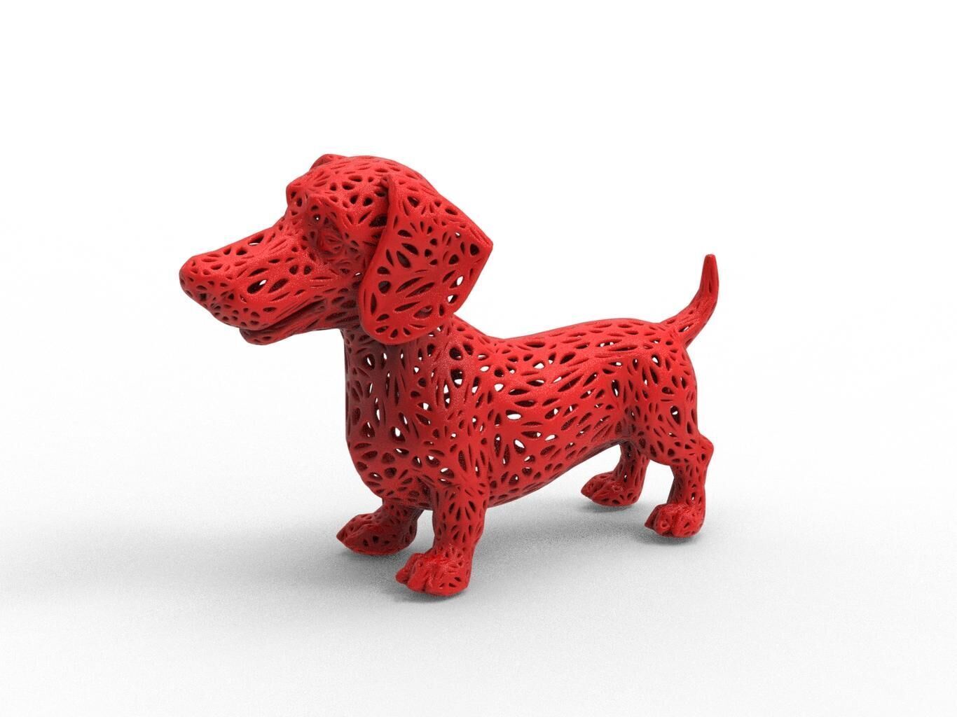 Dachshund dog Voronoi Style 3D print model_1