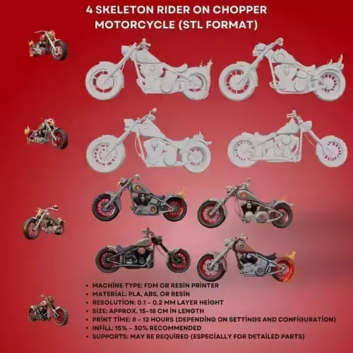 Cursed Ghost Chopper Motorcycle STL Format 3D print model
