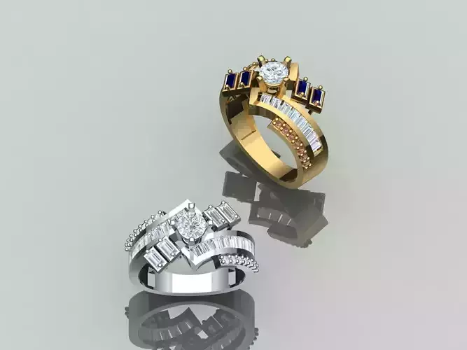 Solitaire engagement ring 3D print model