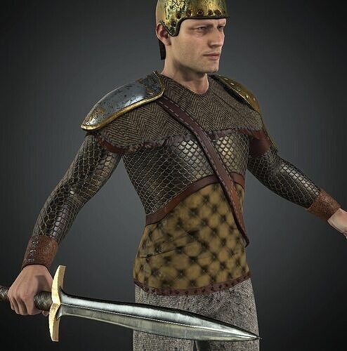 Rigged Fantasy Medieval Character Low-poly 3D model