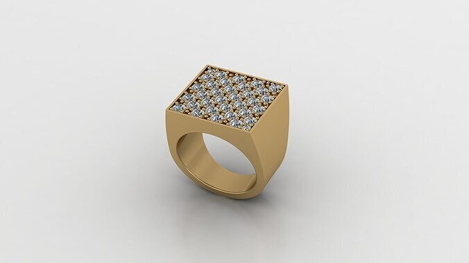 signet diamond ring 3D model