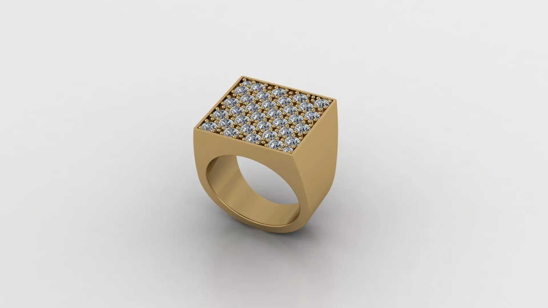 signet diamond ring 3D model_0