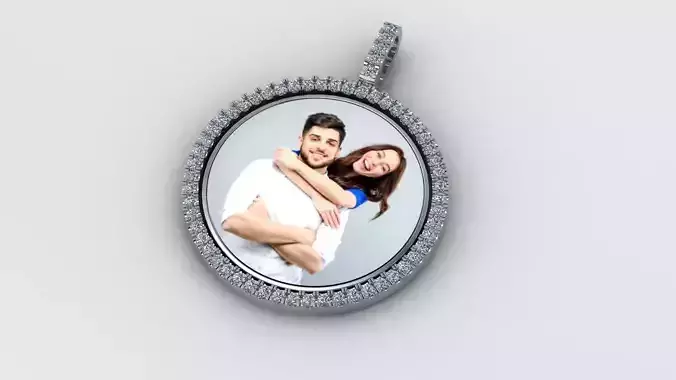Spinning diamond picture pendant