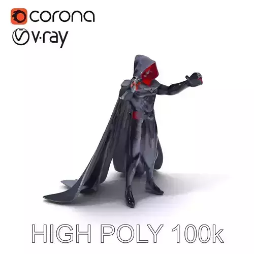 Dark Sorcerer Skeleton with Glowing Hood and Armor