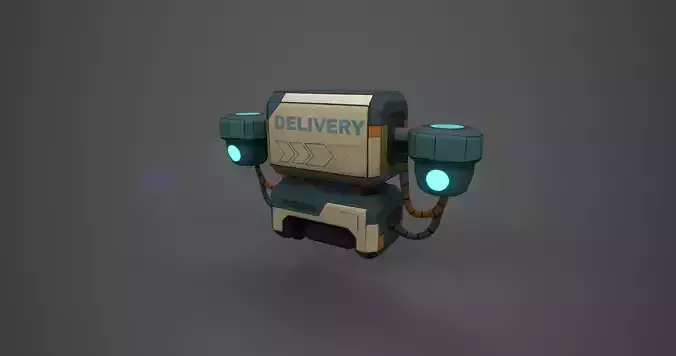Low Poly Stylized Delivery Drone  Game Ready Asset Low-poly 3D model