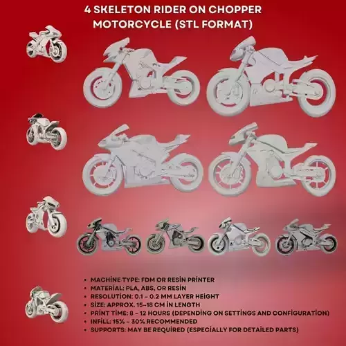 Futuristic Racing Motorcycle with Mechanical Features STL Format 3D print model