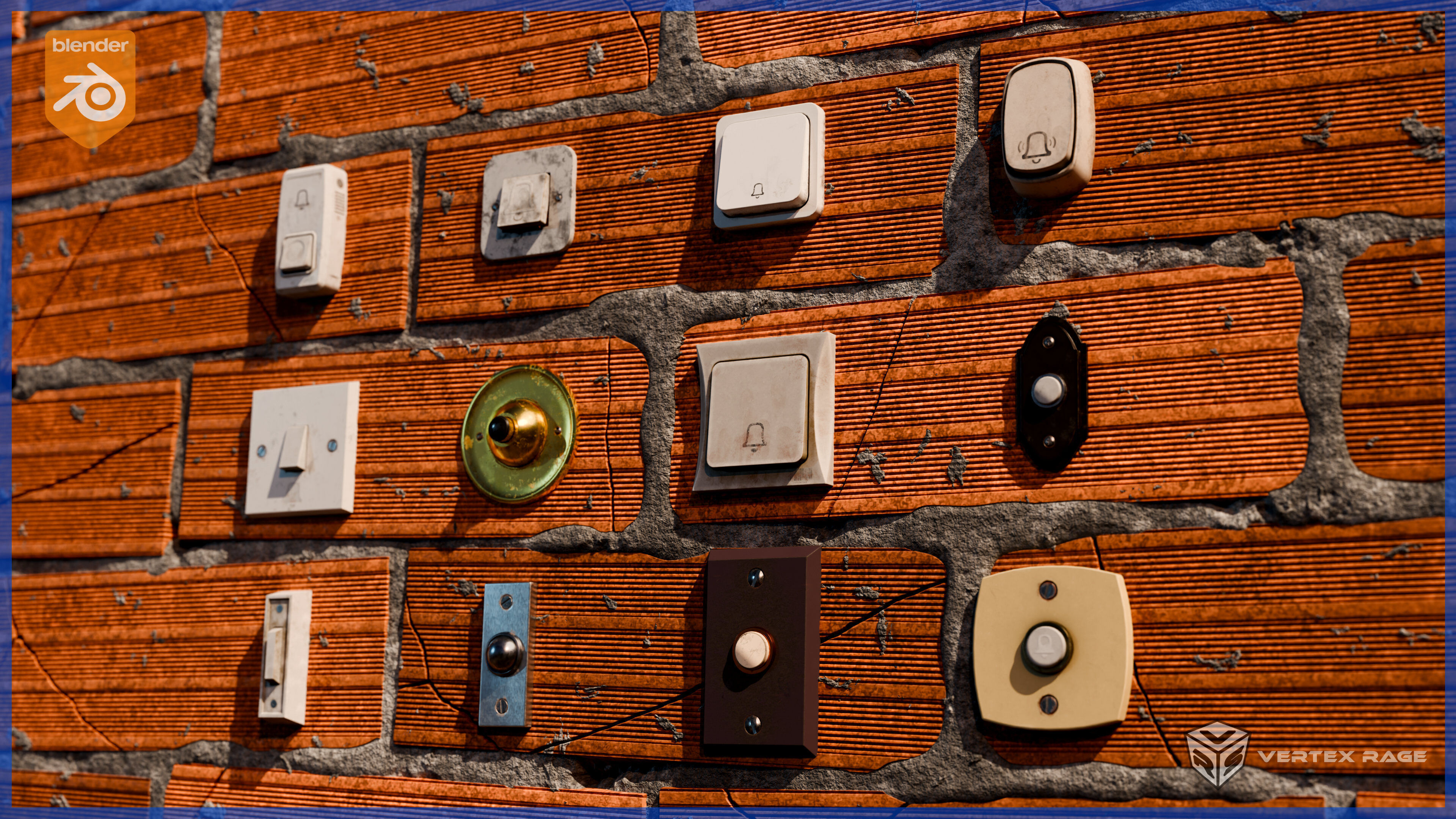 Doorbells Asset Pack - High-Quality Interactive Door Bells Low-poly 3D model_2