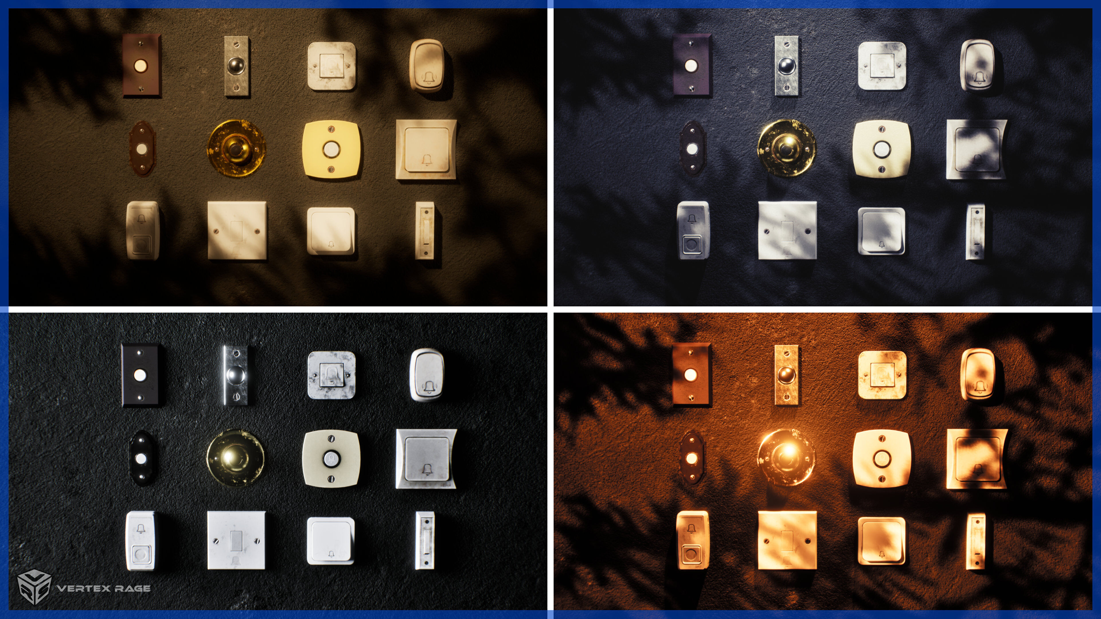 Doorbells Asset Pack - High-Quality Interactive Door Bells Low-poly 3D model_5