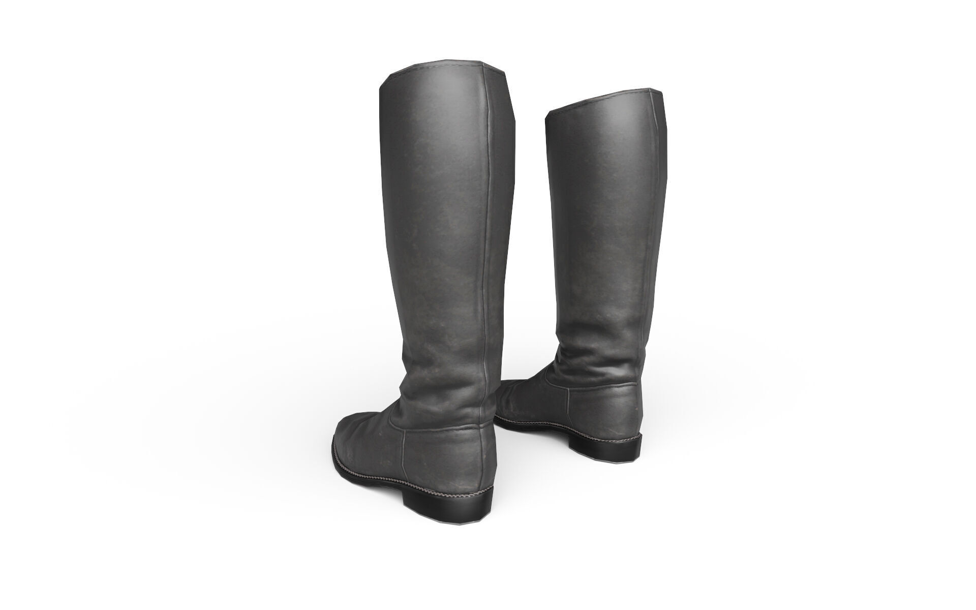 Big black boots Low-poly 3D model_5