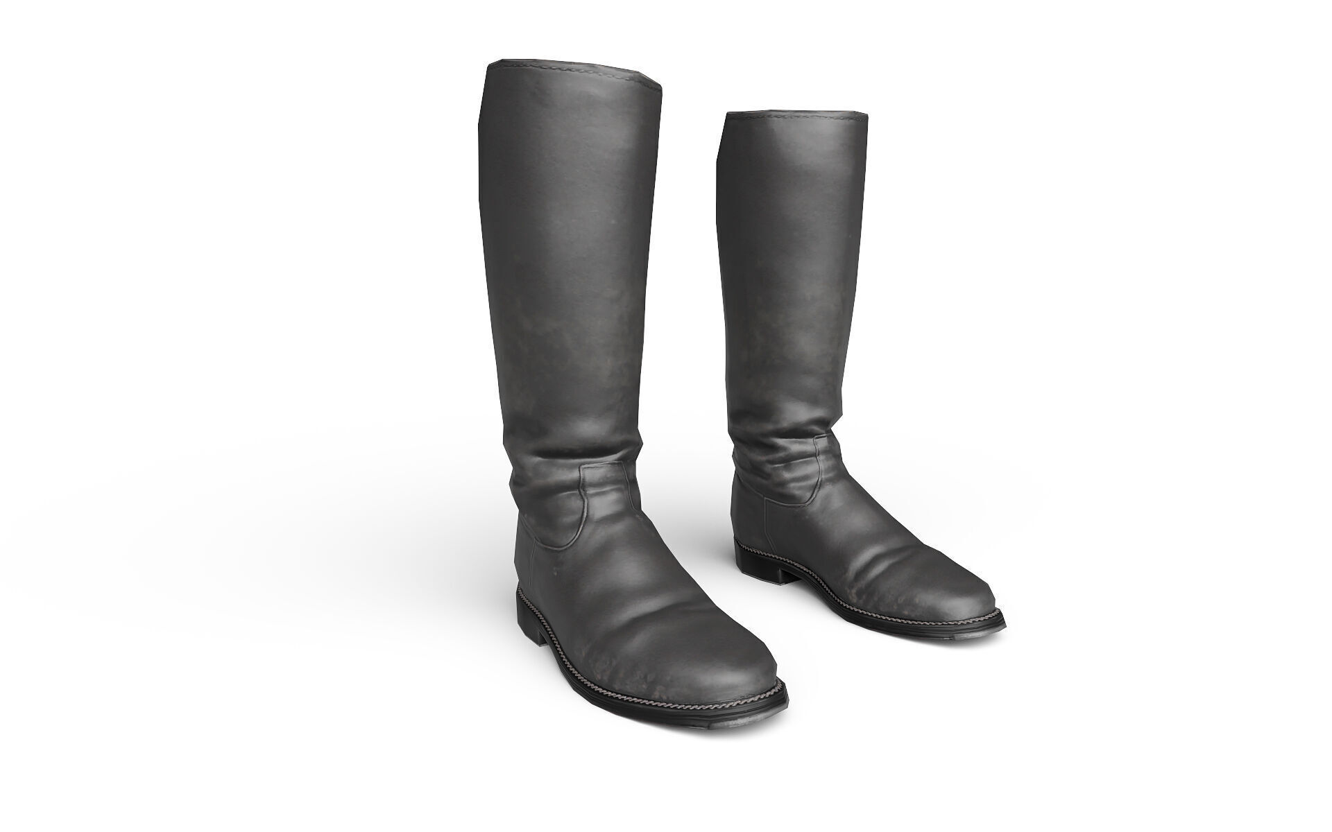 Big black boots Low-poly 3D model_2