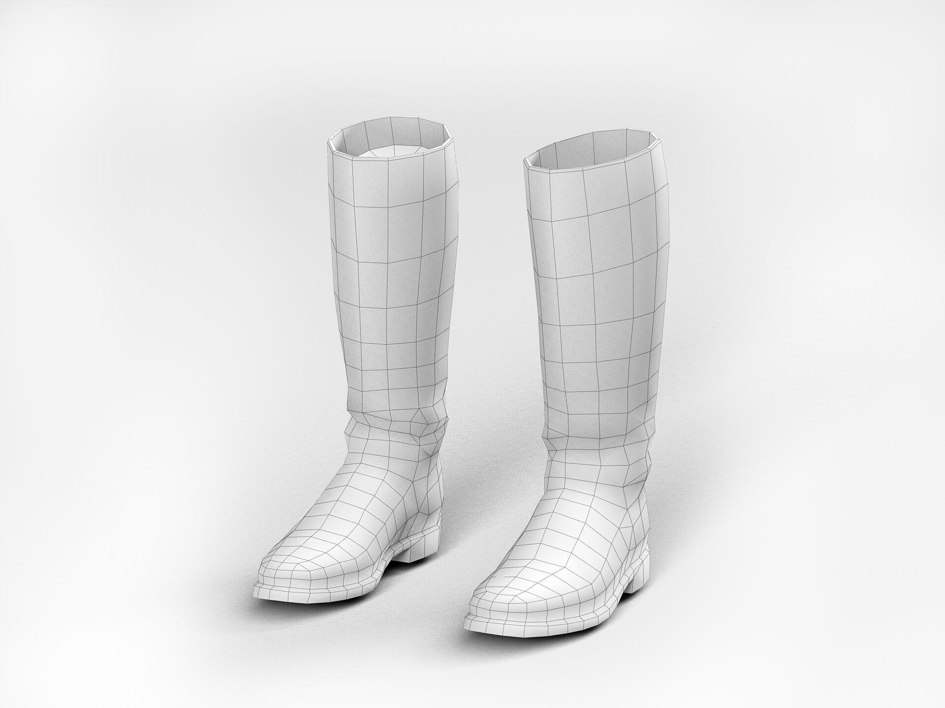 Big black boots Low-poly 3D model_7
