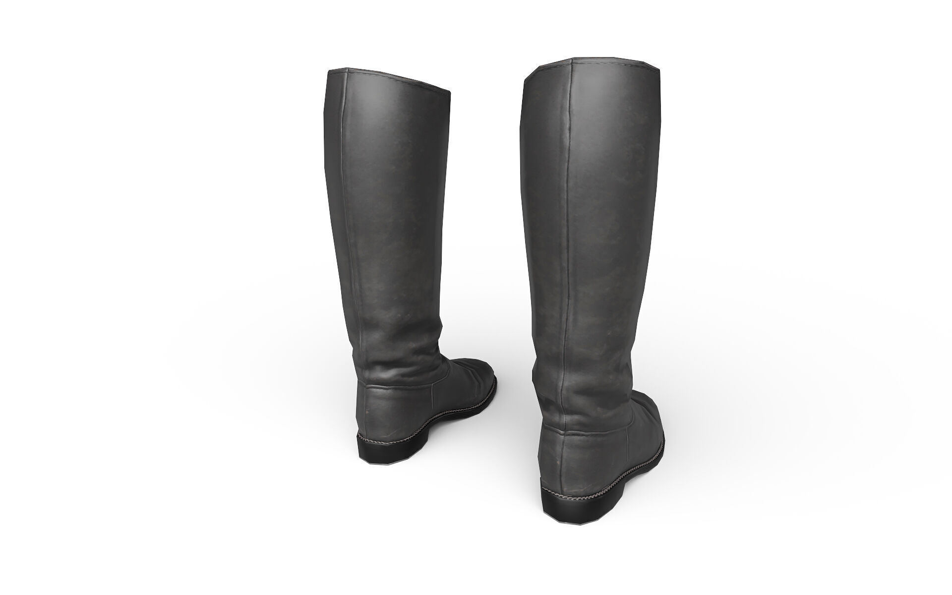 Big black boots Low-poly 3D model_4
