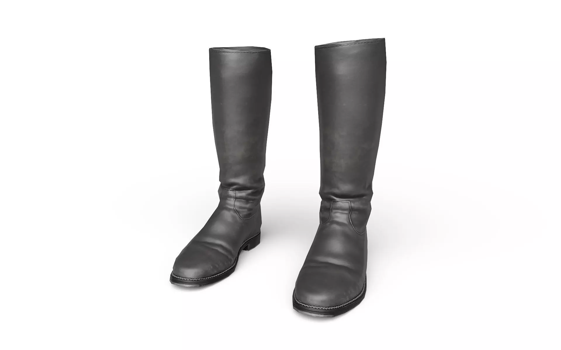 Big black boots Low-poly 3D model_0