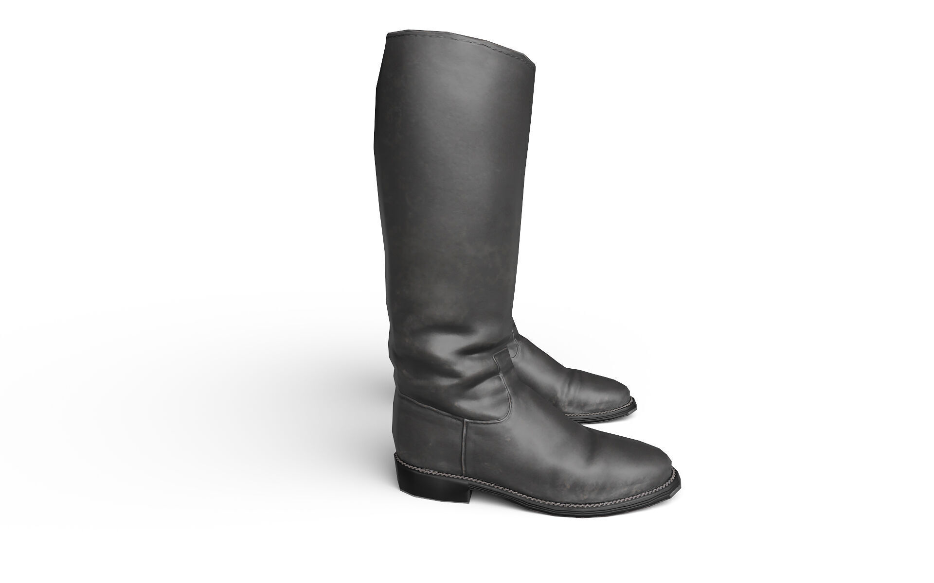 Big black boots Low-poly 3D model_3