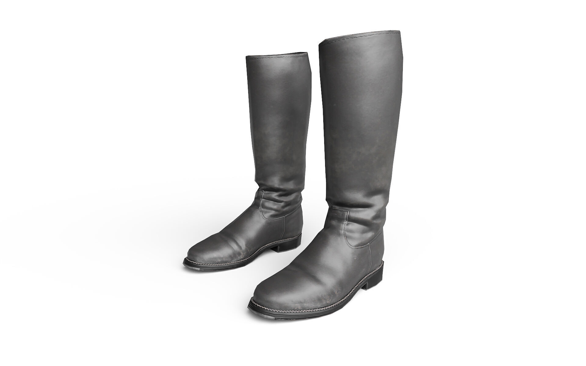 Big black boots Low-poly 3D model_6
