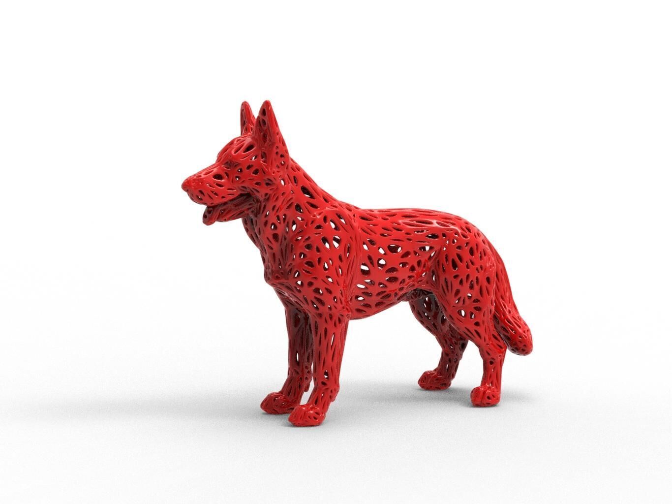 German Shepherd dog Voronoi Style 3D print model_1