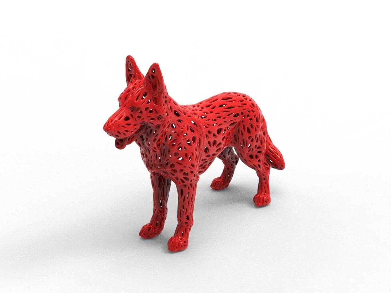 German Shepherd dog Voronoi Style 3D print model_2